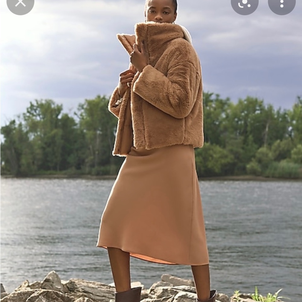 Express High Rise Satin Midi Skirt